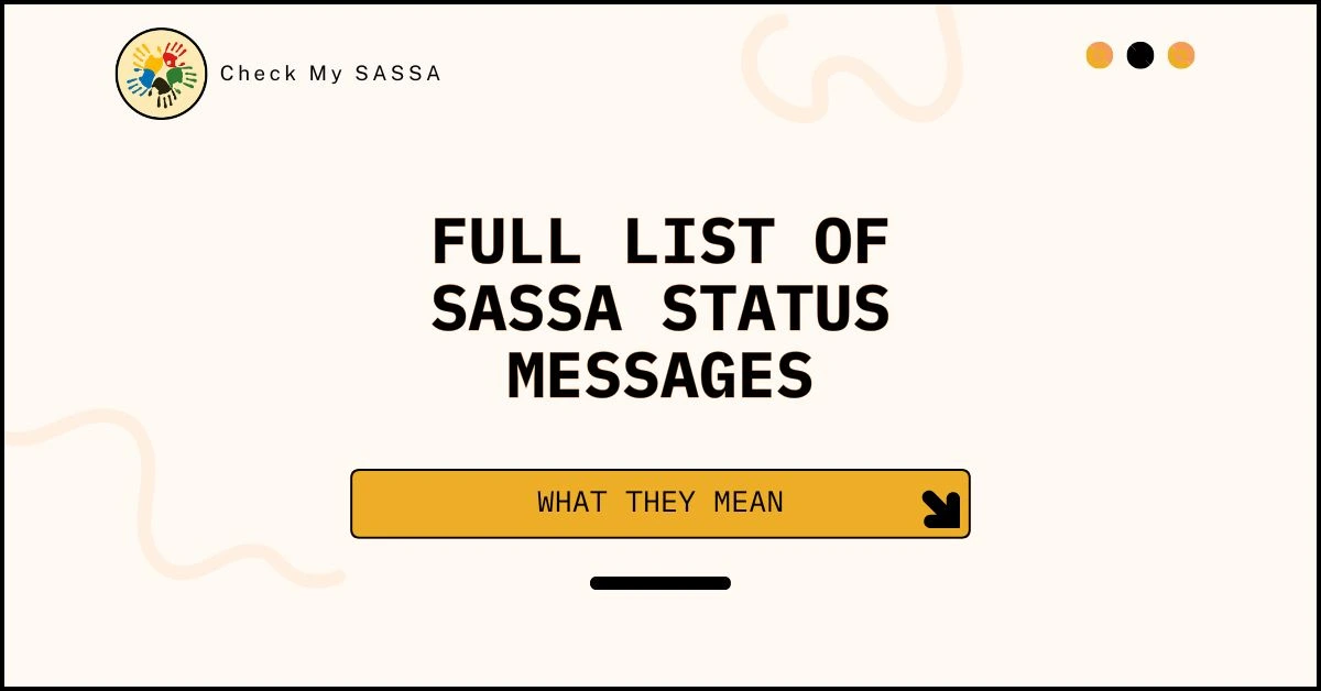 Full List of SASSA Status Messages